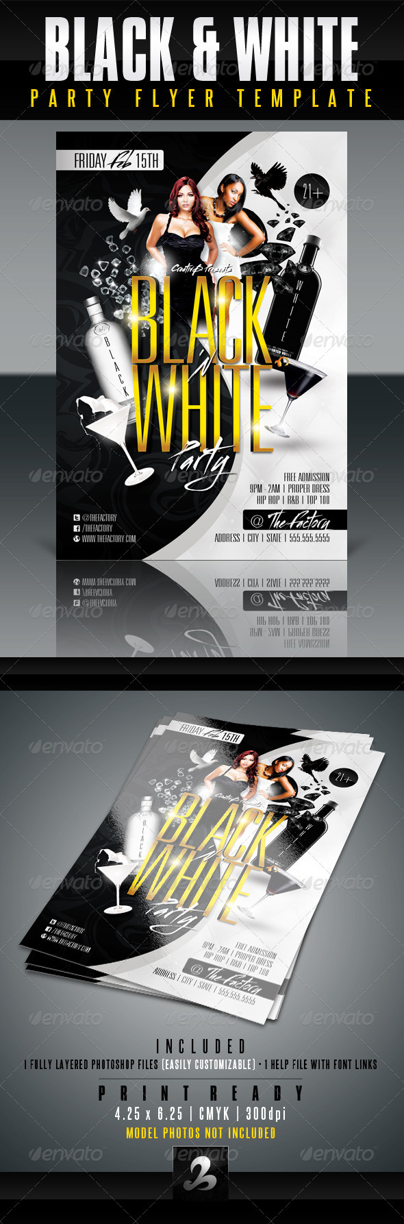 Black and White Party Flyer Template by CreativB GraphicRiver